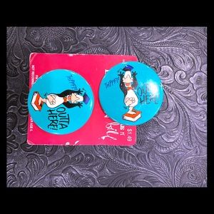 Vintage “Outta Here” 2 pins new on tag